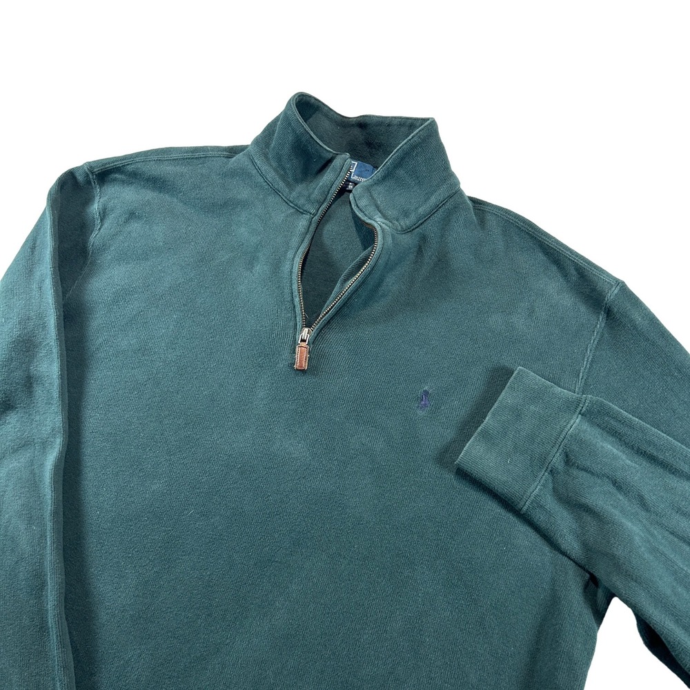 Polo Ralph Lauren Quarter Zip Pullover Mens XL Green Preppy Cotton Sweater